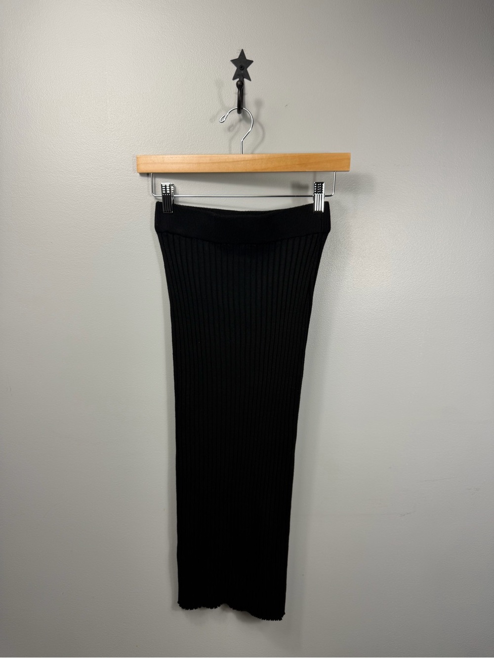 iris Black Ribbed Knit Maxi Skirt Women Petite Goth